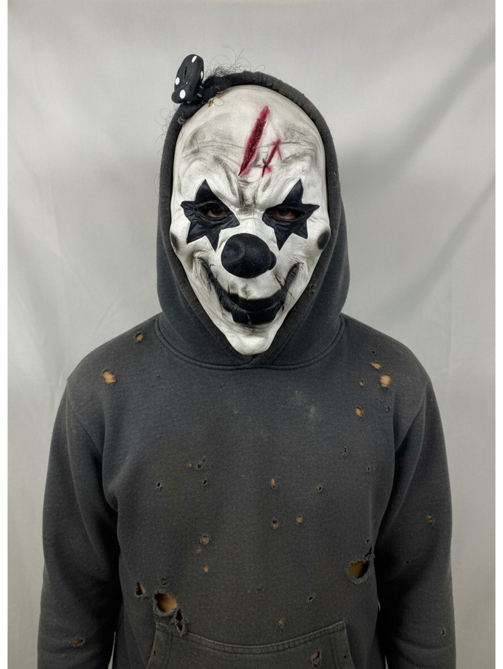 Scary Clown Halloween Mask White Face With Hair